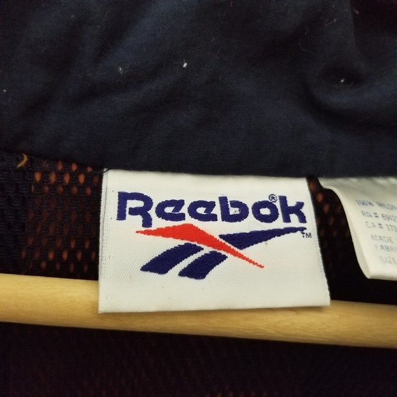Vintage REEBOK Navy Nylon Jacket Windbreaker Tuck away Hoodie Medium - Picture 7 of 10